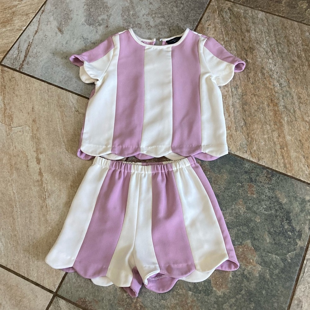 Victoria Beckham for Target purple & white vertical stripe matching set 3t